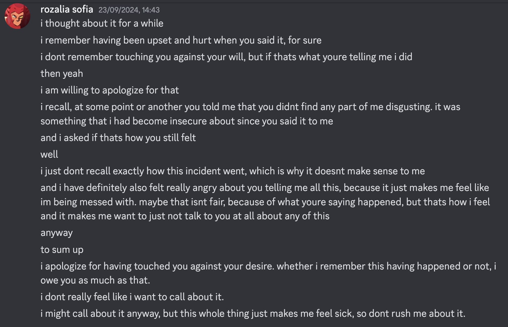 Zack rambles in response to assault description